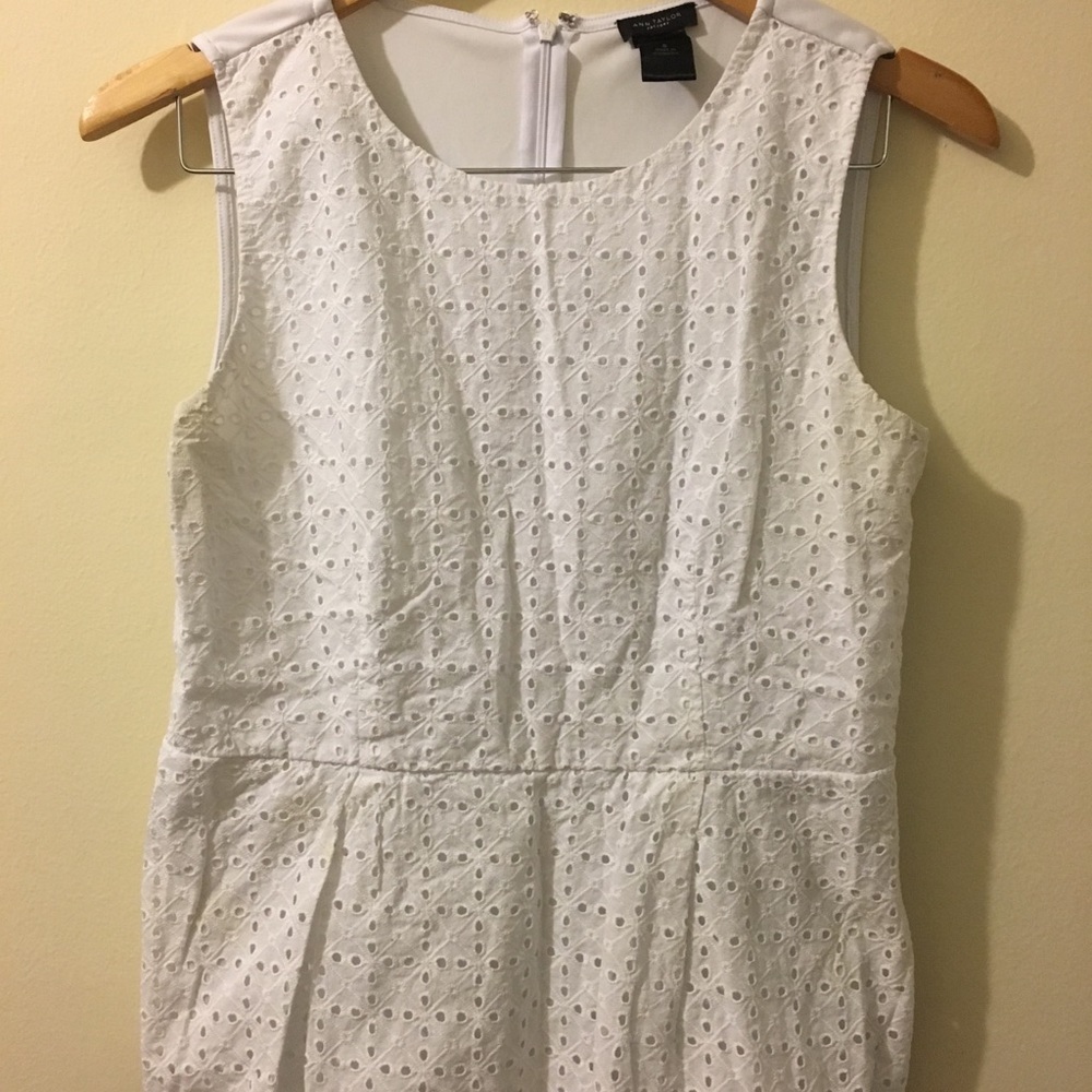 Ann Taylor Loft white eyelet peplum top